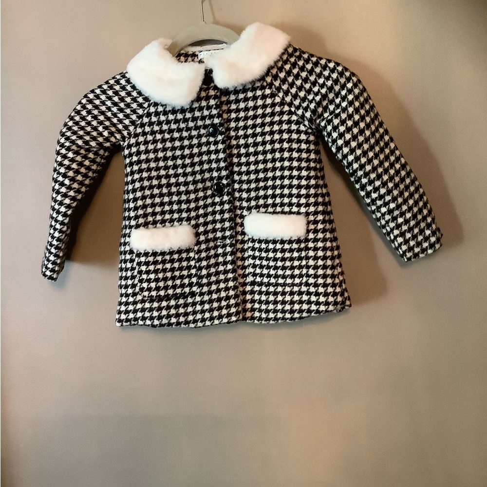 Classic Houndstooth Kids Pea Coat